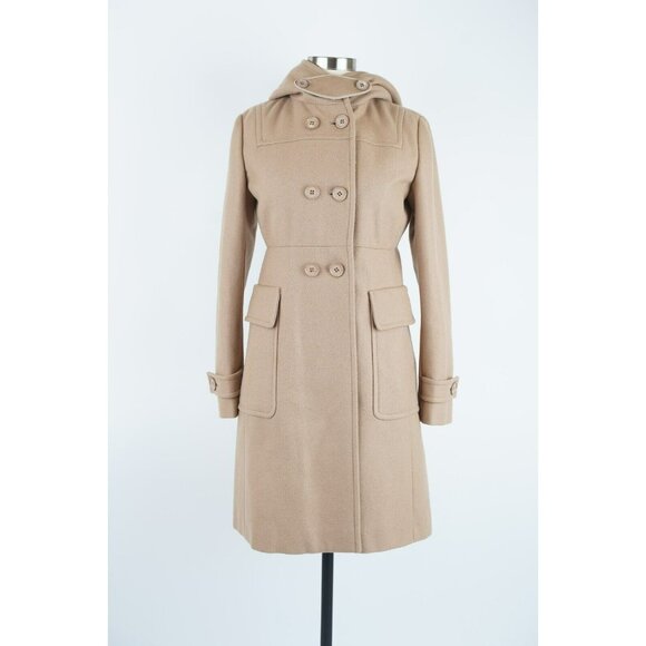 Prada Women's Long Wool Hooded Inner Faux Fur Coat SZ 40 Tan Brown $3,995 - Picture 2 of 12